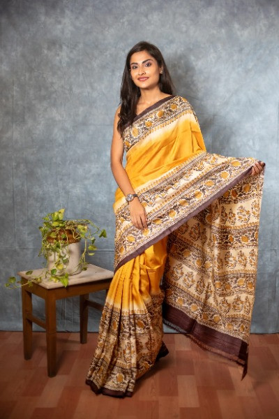 Minimalist Pure Tussar Silk Saree with Silk Mark Certified -Ramdhanu Ethnic