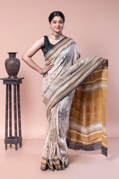 Ghicha Tussar Silk Saree Perfect for any occasion -Ramdhanu Ethnic