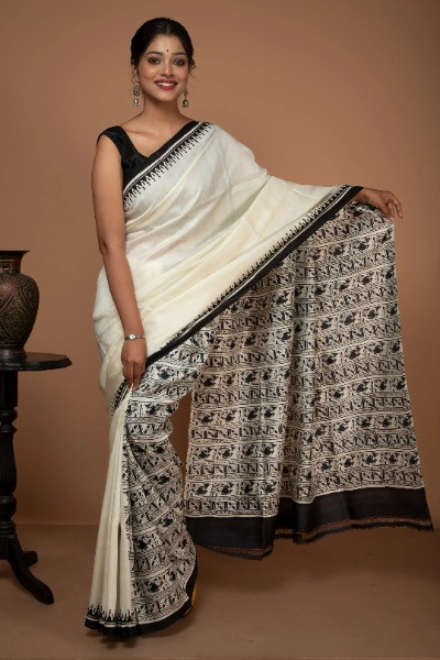 Handwoven Soft Silk Saree for Summer Occasion -Ramdhanu Ethnic