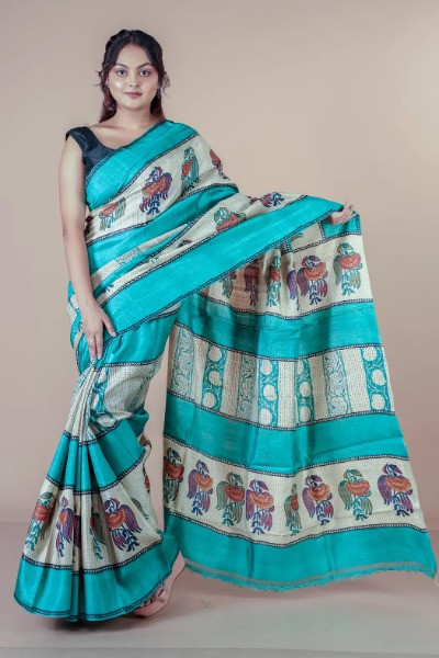 Latest design in traditional Tussar Silk Sarees -Ramdhanu Ethnic