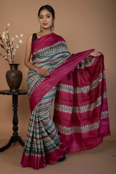 Pure handloom tussar silk sarees for all types of occasions -Ramdhanu Ethnic