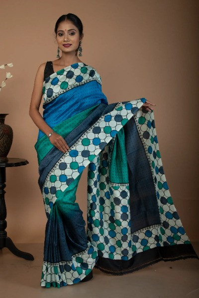Buy this blue soft silk saree for your next wardrobe -Ramdhanu Ethnic