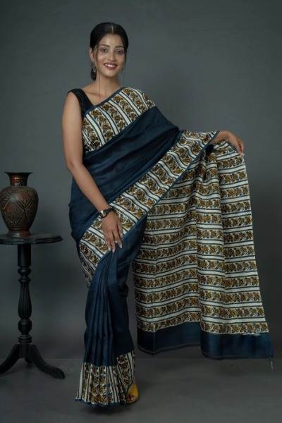 Buy this navy blue color saree from Ramdhanu Ethnic -Ramdhanu Ethnic