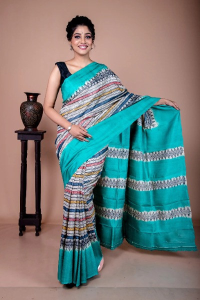 This magnificent sea green saree is a must-have for your wardrobe -Ramdhanu Ethnic