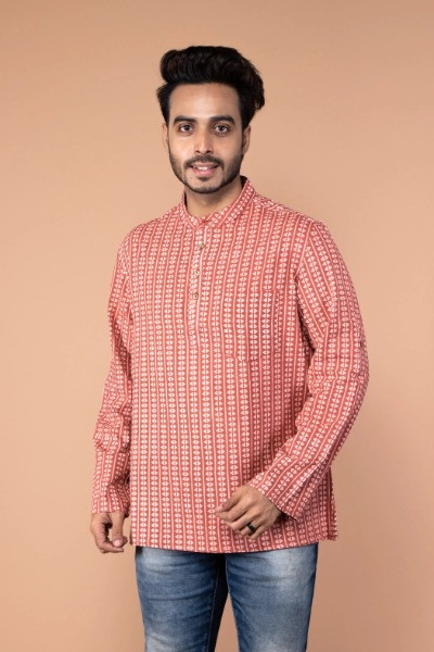 Pink Short Kurta for Men -Ramdhanu Ethnic