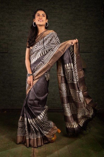 Buy this stunning tussar silk saree from Ramdhanu Ethnic -Ramdhanu Ethnic
