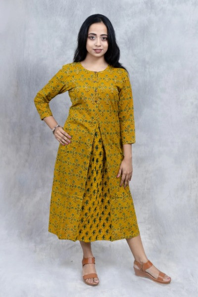 Yellow Dress in Ajrak -Ramdhanu