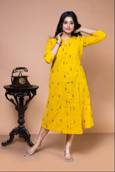 Yellow Handloom Dress -Ramdhanu