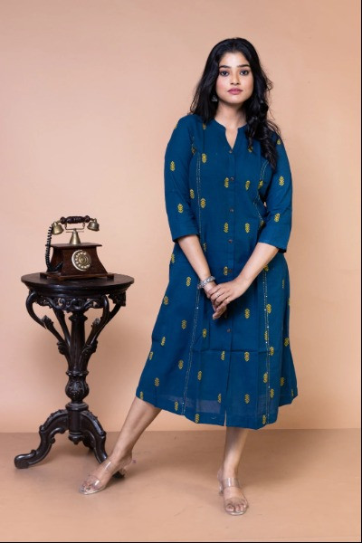 Blue Handloom Dress -Ramdhanu