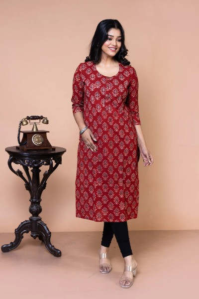 Red Ajrak Kurta -Ramdhanu