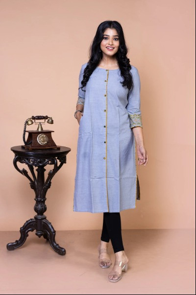 Light Grey Cotton Kurta -Ramdhanu