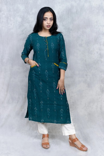 Sea-green Ikkat Kurta -Ramdhanu