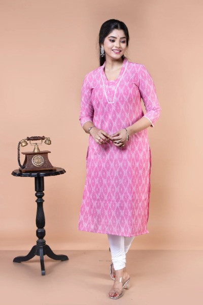 Pink Handloom Ikkat Kurta -Ramdhanu