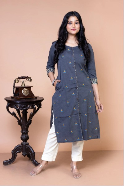 Grey color Cotton Kurta -Ramdhanu