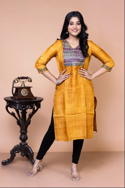 Yellow Tussar Silk Kurta -Ramdhanu