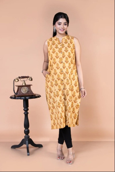 Yellow Sleeveless Kurta -Ramdhanu