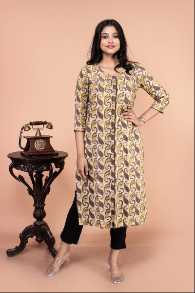 Coffee Brown Printed Kurta -Ramdhanu