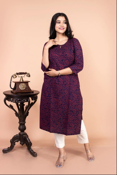 Floral Printed Cotton Kurta -Ramdhanu