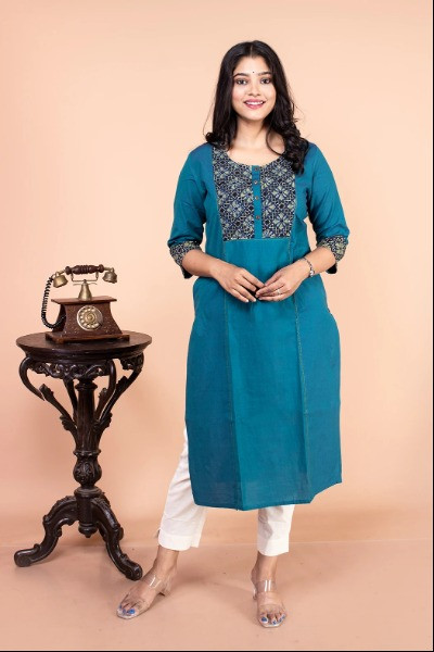 Blue Cotton Kurta -Ramdhanu