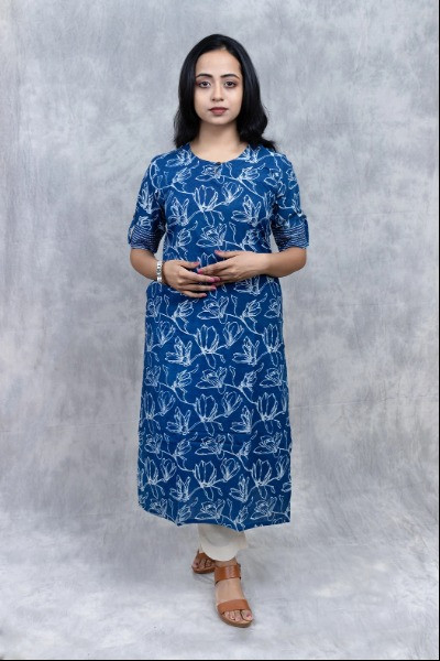 Short Sleeves Indigo Kurta -Ramdhanu