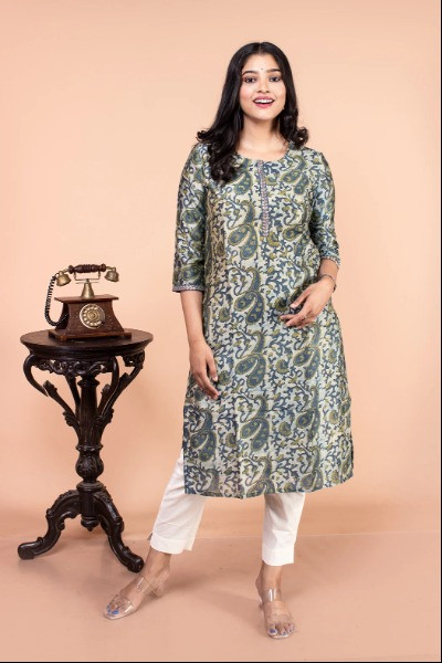 Indigo Chanderi Silk Kurti -Ramdhanu