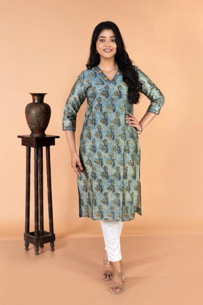 Blue Chanderi Silk Kurta -Ramdhanu