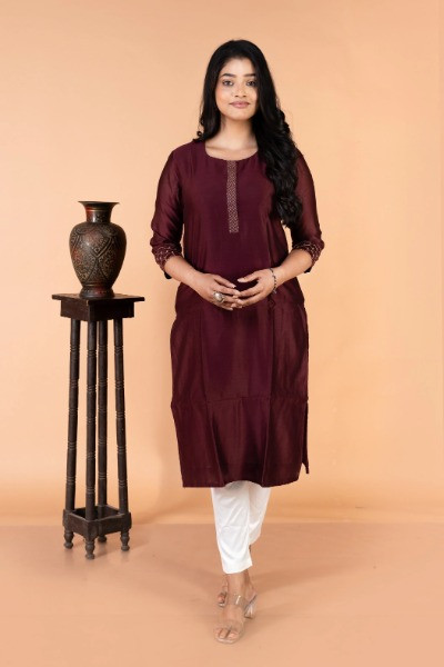 Maroon Chanderi Silk Kurta -Ramdhanu