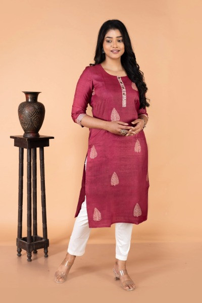 Maroon Tussar Silk Kurta -Ramdhanu