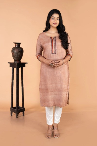 Light Brown Tussar Silk Kurta -Ramdhanu