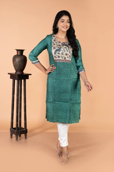 Green Tussar Silk Kurta -Ramdhanu