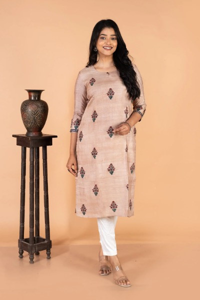 Beige Tussar Silk Kurta -Ramdhanu