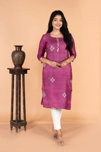 Mauve Tussar Silk Kurta -Ramdhanu