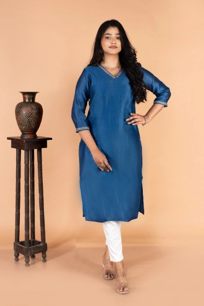 Blue Chanderi Silk Kurti -Ramdhanu