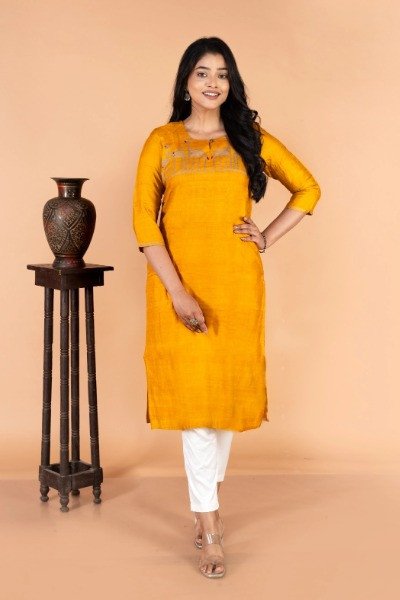 Yellow Tussar Silk Kurta -Ramdhanu