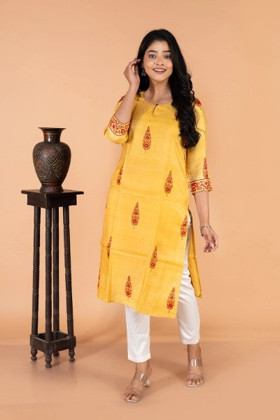 Yellow Tussar Silk Kurta -Ramdhanu