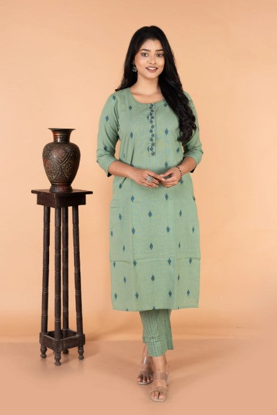 Green Handloom Cotton Kurta -Ramdhanu