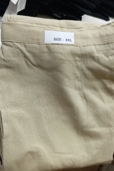 Beige Cotton Flex Trouser -Ramdhanu