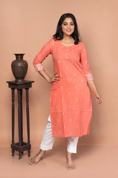 Handcrafted Pink Cotton Buta Kurta -Ramdhanu