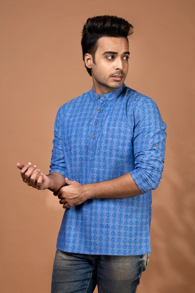 Handcrafted Cotton Short Kurta for Men -Ramdhanu