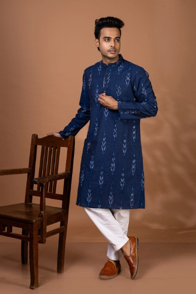 Ikkat Men's Long Kurta -Ramdhanu