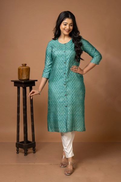 FIROZA HAND BLOCK PRINTED TUSSAR KURTA -Ramdhanu