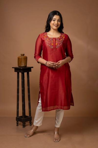 Maroon Chanderi Silk Kurta -Ramdhanu