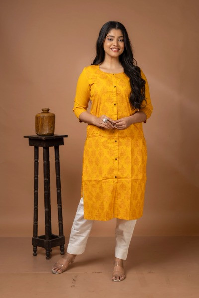 Hand Block Printed Cotton Kurta -Ramdhanu